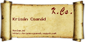 Krisán Csanád névjegykártya